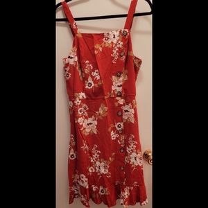 Red Mini Summer Dress w Flowers by Xhilaration Size Large NWT